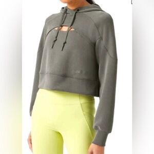 RARE Lululemon Get Centered Cropped Hoodie Pullover Modal Sage Gray sz14